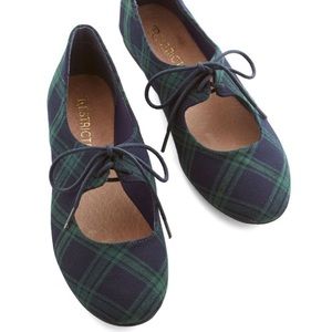 Plaid, lace-up flats from Modcloth